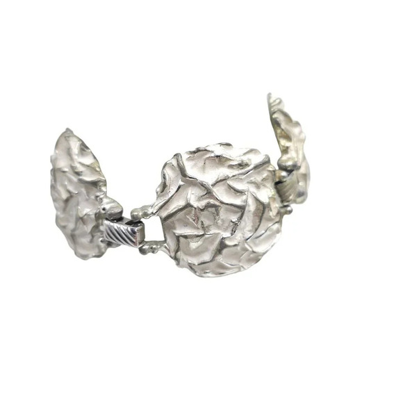 1960s Vintage Sarah Coventry Rose Panel White Enamel Silver Tone Bracelet - Picture 3 of 9
